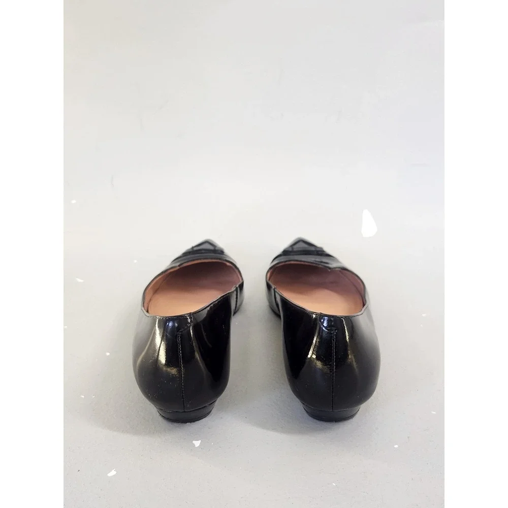 Sigerson Morrison Pointy Toe Flats Women 8 Black Patent Leather Quiet Luxury